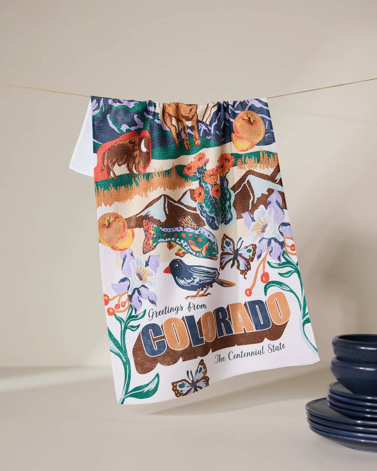 Geometry - Greetings From Colorado Tea Towel