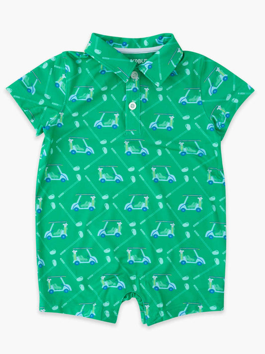Baby Boys Golf Course Cruiser Performance Polo Romper: Green / 0-3m
