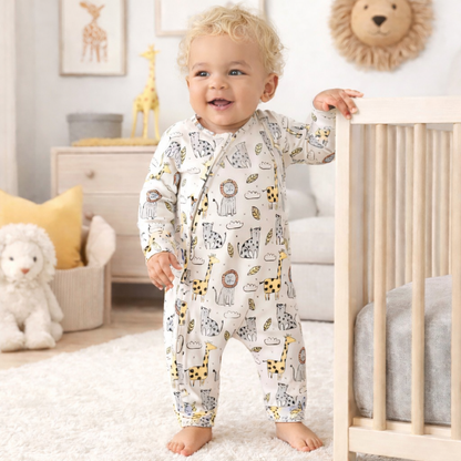 Safari Snuggles Zipper Romper - Bamboo Baby Outfit:
