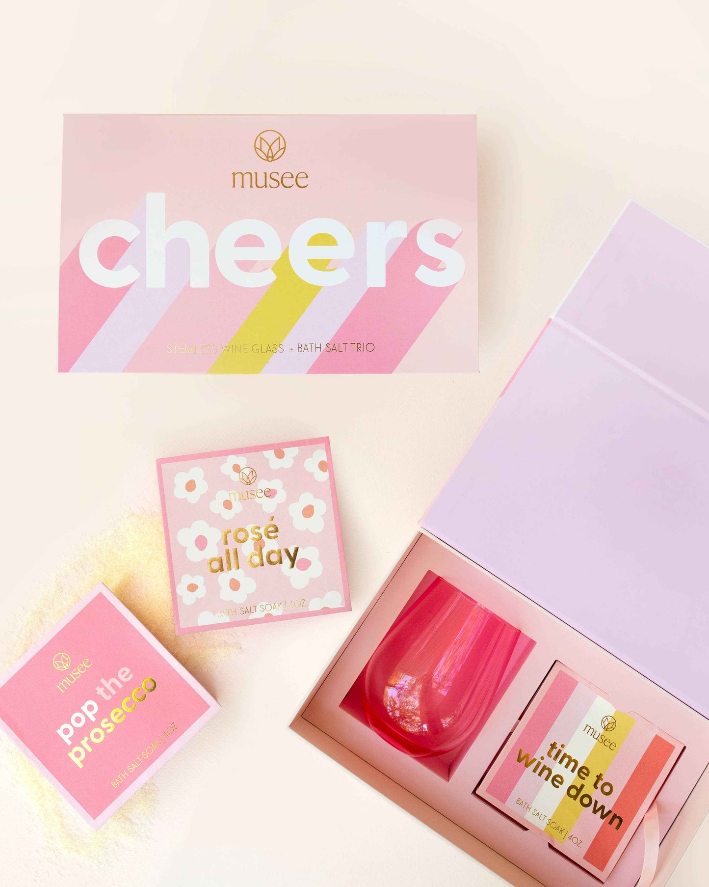 Cheers-Wine Glass + Bath Salts Set