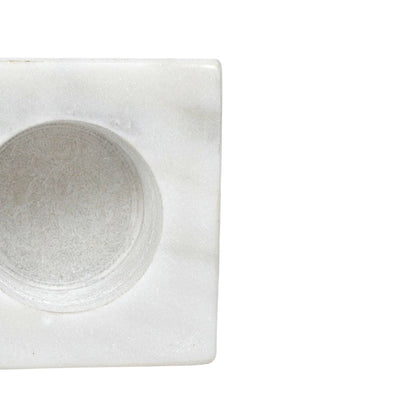 Fleur White Marble Tealight Candle Holder