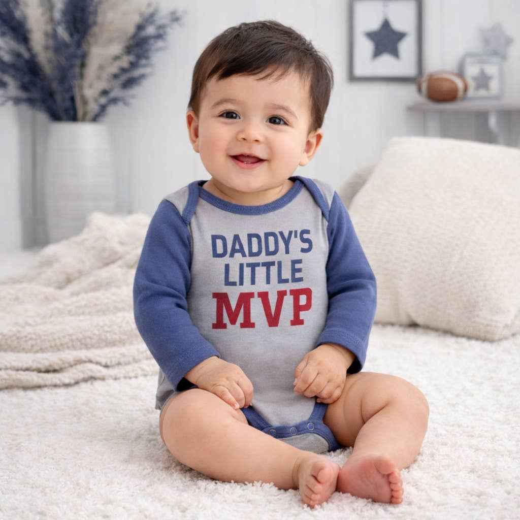 Daddy’s Little MVP Baby Bodysuit – Cotton Sports Outfit: 12-18M