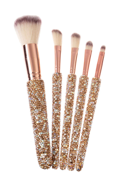 5PCS Ceramic Rhinestone Make Up Brush Set CR0016: Gold