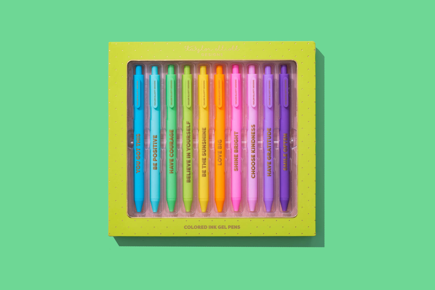 Taylor Elliott Designs - Gel Pen Set - Motivational - Asst Colors - 10 Piece Set