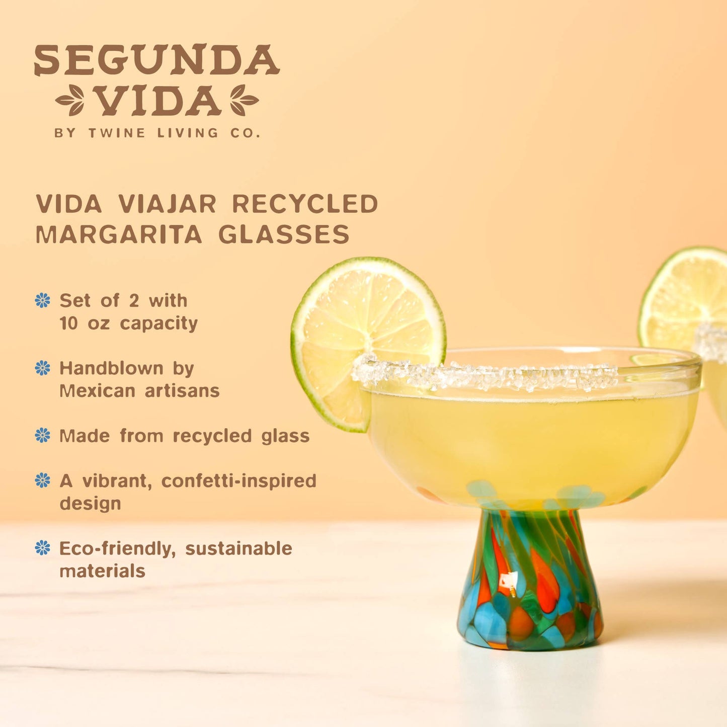 Segunda Vida Viajar Margarita Glasses Set of 2