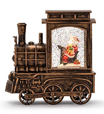 LED Santa Train Glitter Vintage Christmas