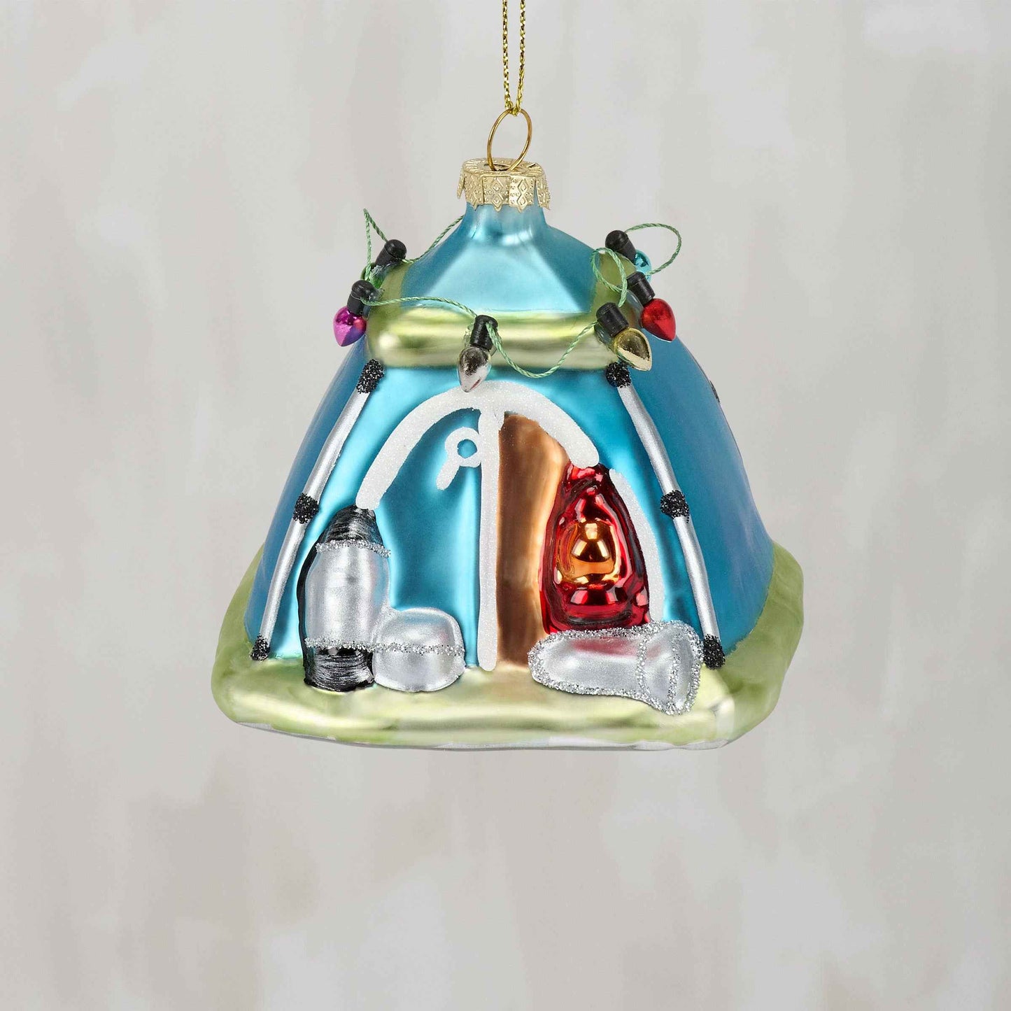 Camping Tent Glass Ornament
