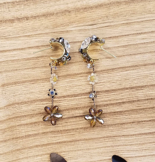 Handmade Flower Decor Drop Earrings