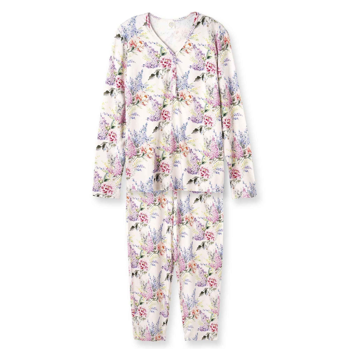 Dream Blossom Bamboo Women’s Pajama Set- Watercolor Floral : L