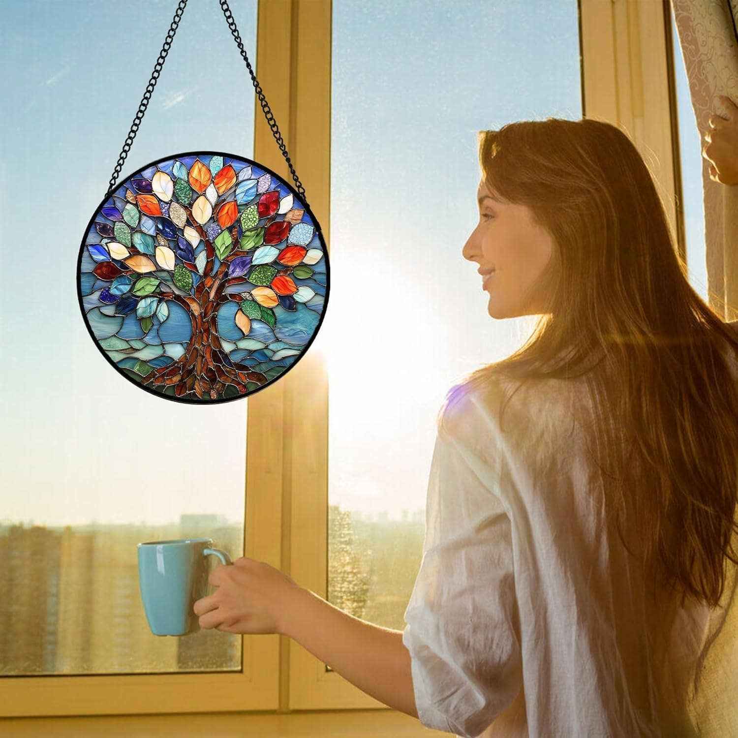 Colorful Tree of Life Suncatchers, Birthday Gift for Mom
