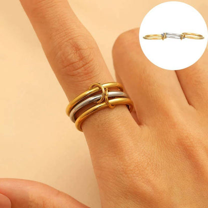 JOSSLYN de pared a pared - Anillos apilables de acero inoxidable con banda lisa y unidos | 40R134