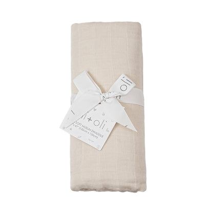 Bamboo Muslin Swaddle Blanket Vanilla Cream