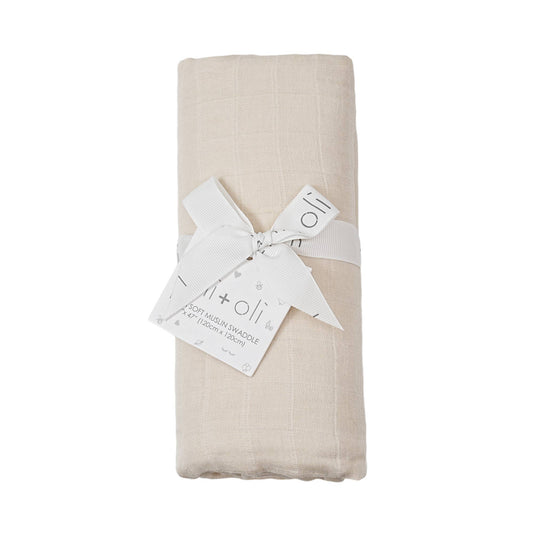 Bamboo Muslin Swaddle Blanket Vanilla Cream
