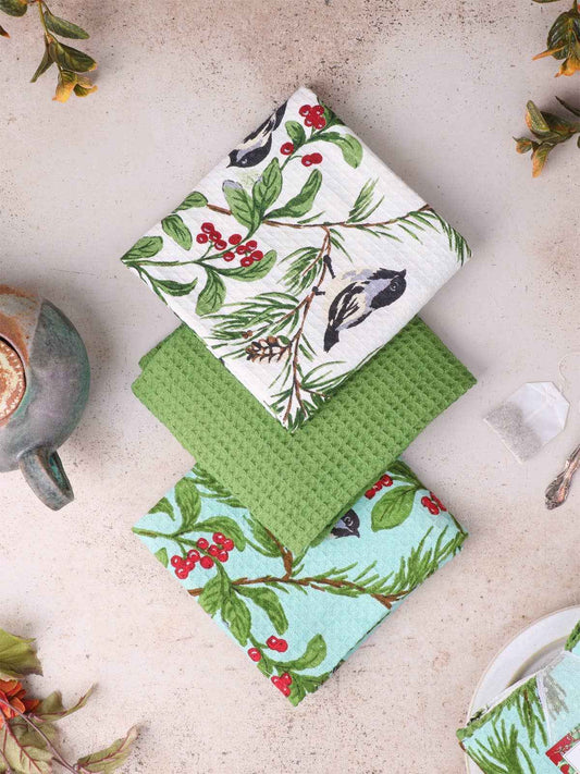Chickadee Patchwork Tea Towel Bundle Set of 3 - Multi