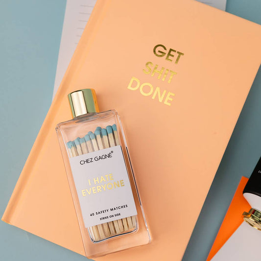 Chez Gagné - I Hate Everyone - Glass Bottle Safety Matches - Aqua
