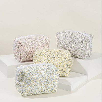 Dipped Shop - Floral Quilted Large Capacity Cotton Cosmetic Bag DPB0115