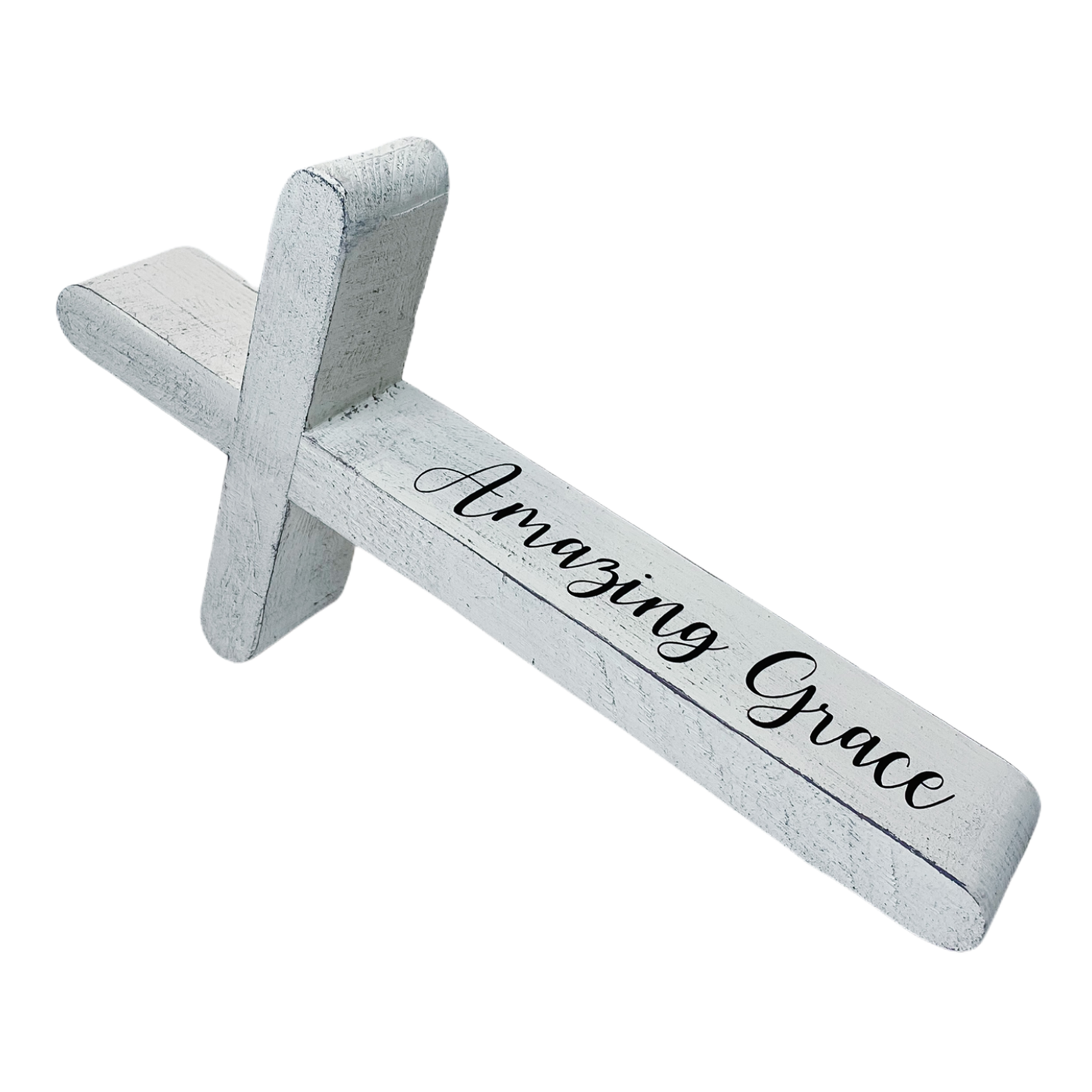 Tabletop Cross – Amazing Grace (White Finish)