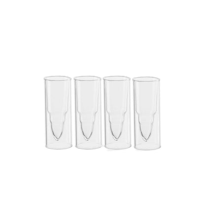 50 Caliber Shot Glasses Set - Set of 4 - Each holds 2 Ounces