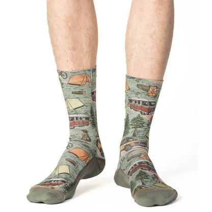 Men's Vintage Camping Trip Socks: Shoe Size 8-13