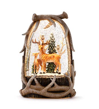 LED Deer Family Snow Globe Woodland Holiday