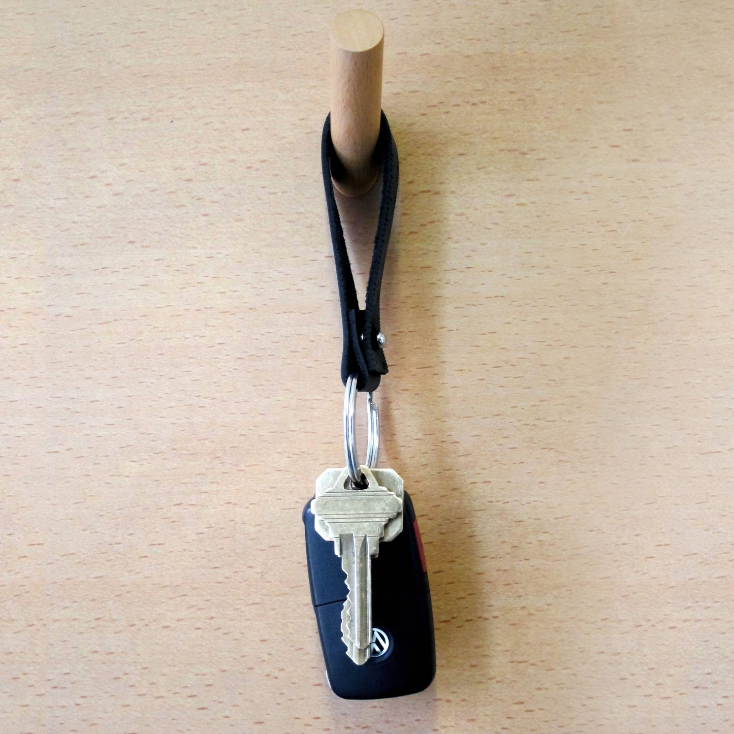 Leather Fob Ruler Keychain for Unisex: Natural