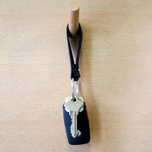 Leather Fob Ruler Keychain for Unisex: Natural