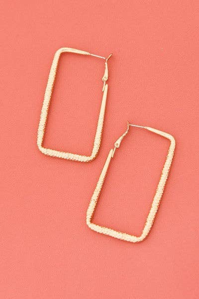 ETCHED RECTANGLE HOOP EARRINGS