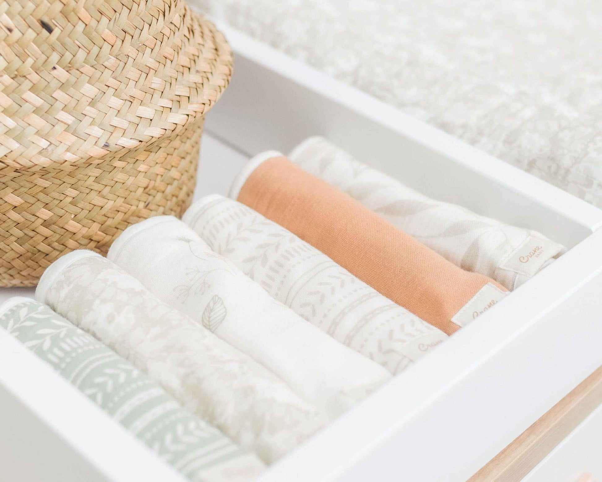 Crane Baby - Willow Sage Muslin Terry Cloth Baby Burp Cloth (3 Pack)