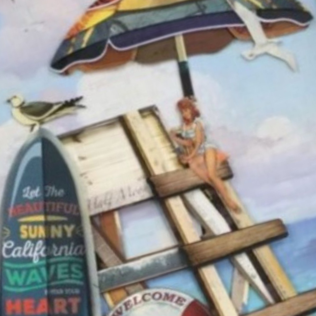 3D Collage Art | Lifeguard Tower (36"x29")