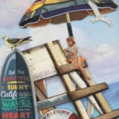 3D Collage Art | Lifeguard Tower (36"x29")