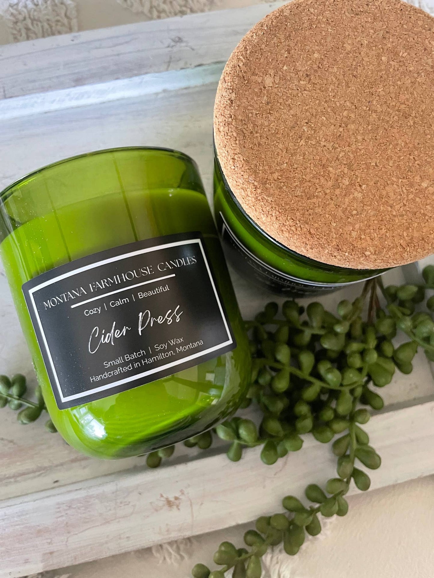 Wine Bottle Tumbler w/Cork Lid - Green - 12 Oz.