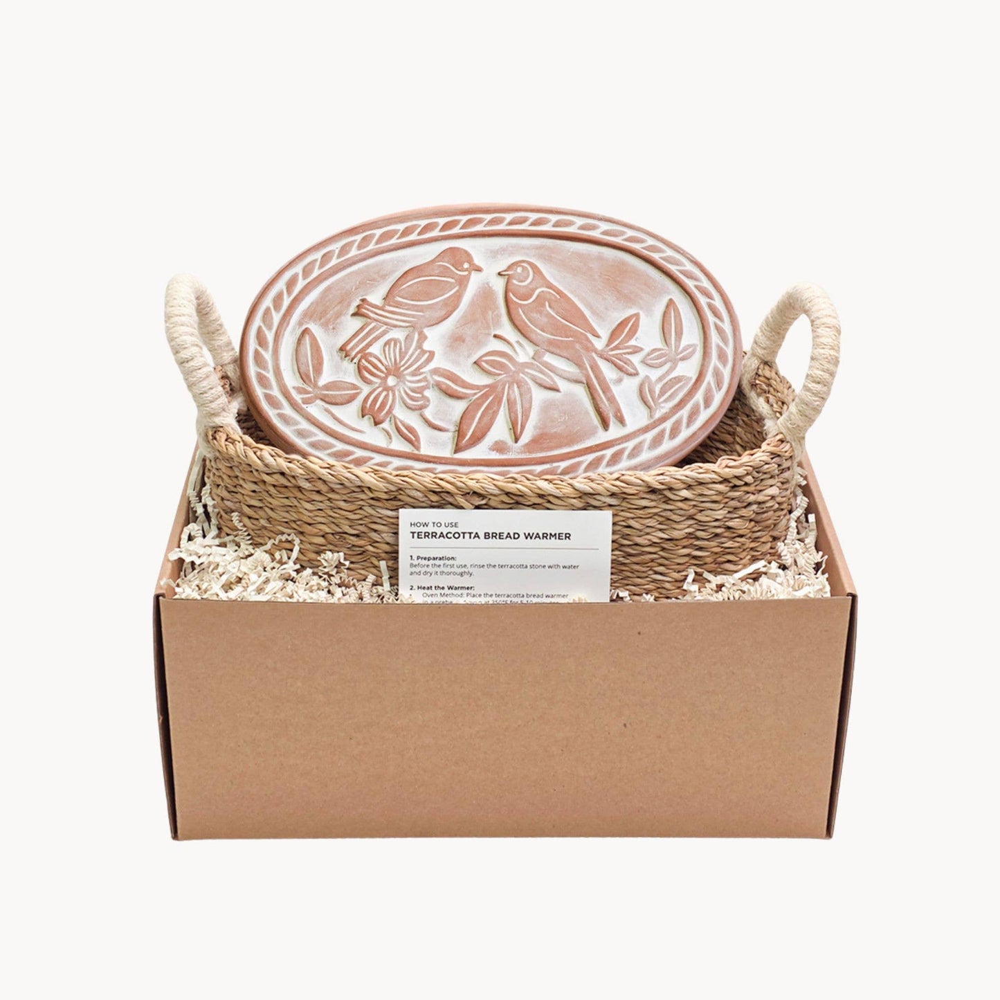 Handmade Bread Warmer & Wicker Basket - Lovebirds Oval