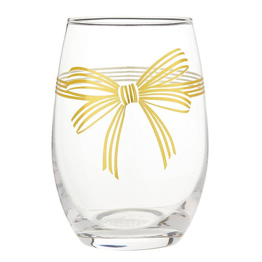 Wine Glass Gold Bow