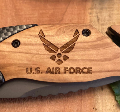 Air Force Knife - Quail Tail Laser Art