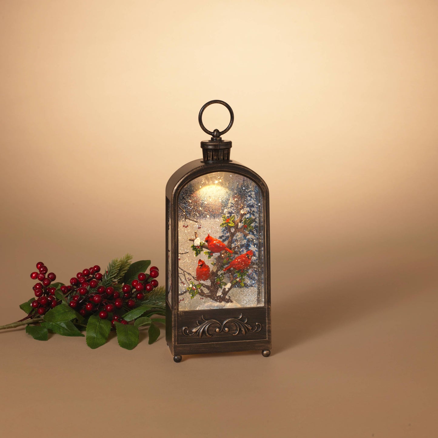 12.75"H B/O Lighted Spinning Water Globe La