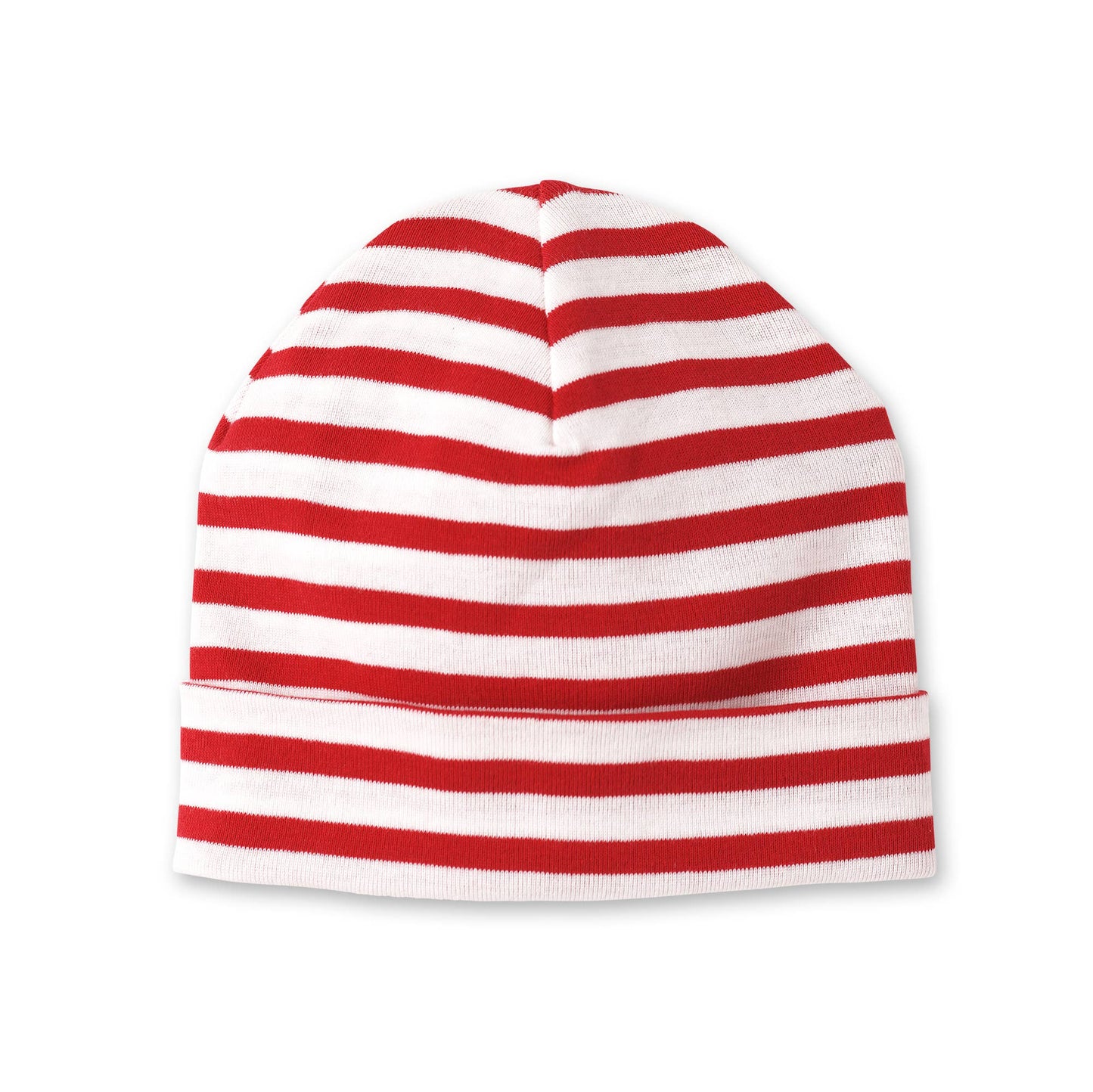 Baby's Red & Green Cotton Hats: Red Thin Stripes