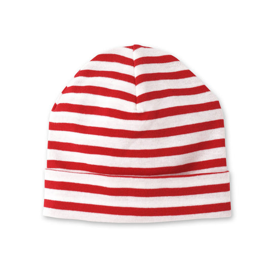 Baby's Christmas Red & Green Cotton Hats: Thin Red Stripes / NB-3M
