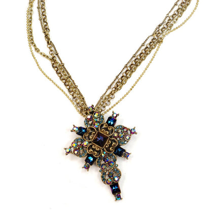 Joyería Sweet Romance - Collar con cruz de medianoche de pavo real N1284