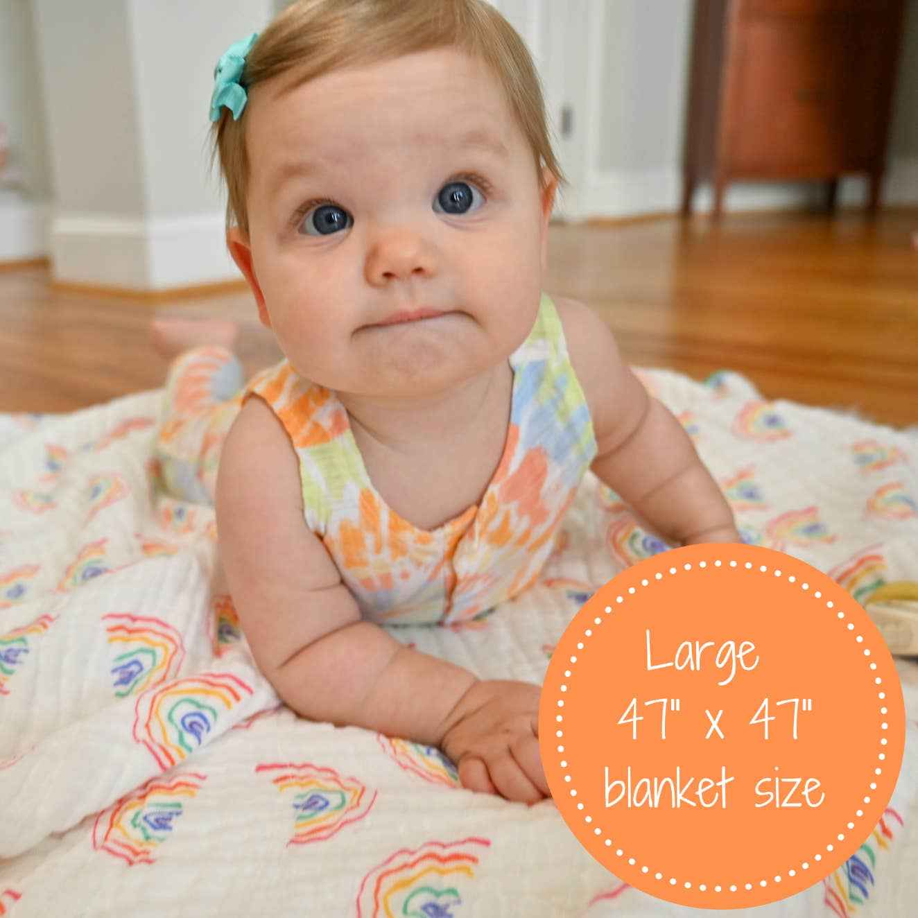 LollyBanks - Somewhere Over The Rainbow Baby Toddler Muslin Quilt