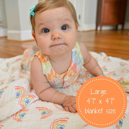 LollyBanks - Somewhere Over The Rainbow Baby Toddler Muslin Quilt