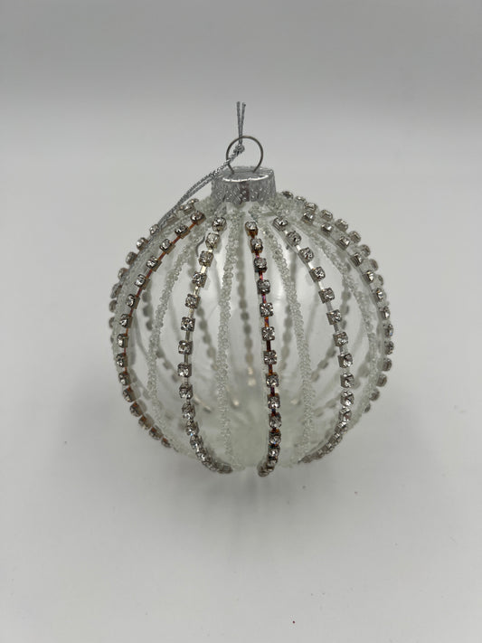 4" Jeweled Clear Glass Ornament