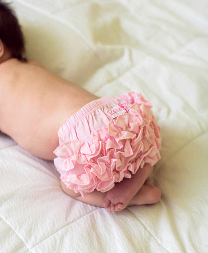 Baby Girls Baby Pink Woven Bloomer: Pink