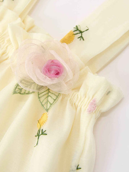 Storybook Floral Baby Girl Romper With Hat: 6M