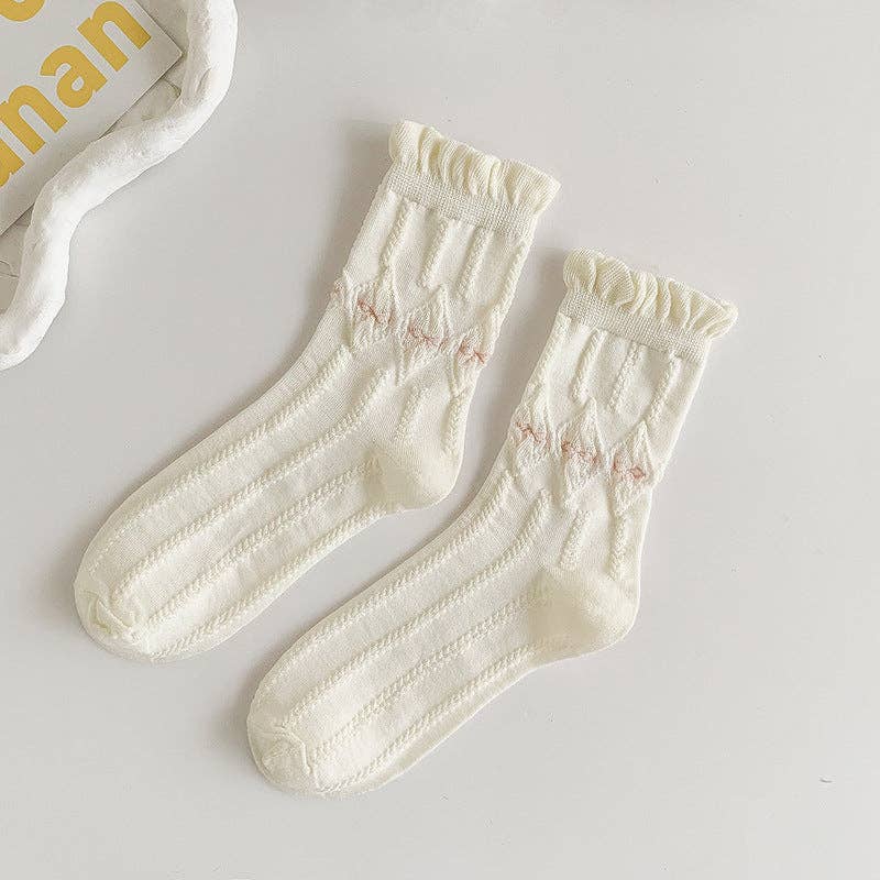 Calcetines blancos con borde enrollado para mujer