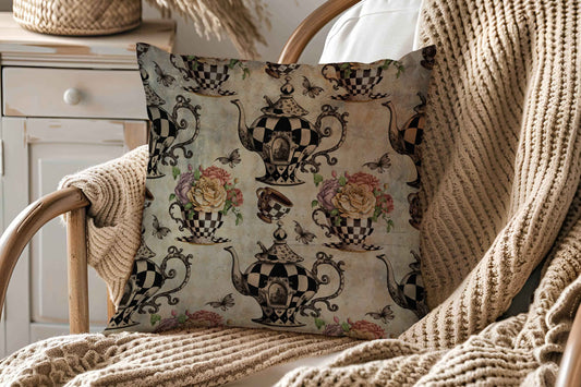 Whimsical Alice In Wonderland Teapots Throw Pillow Covers