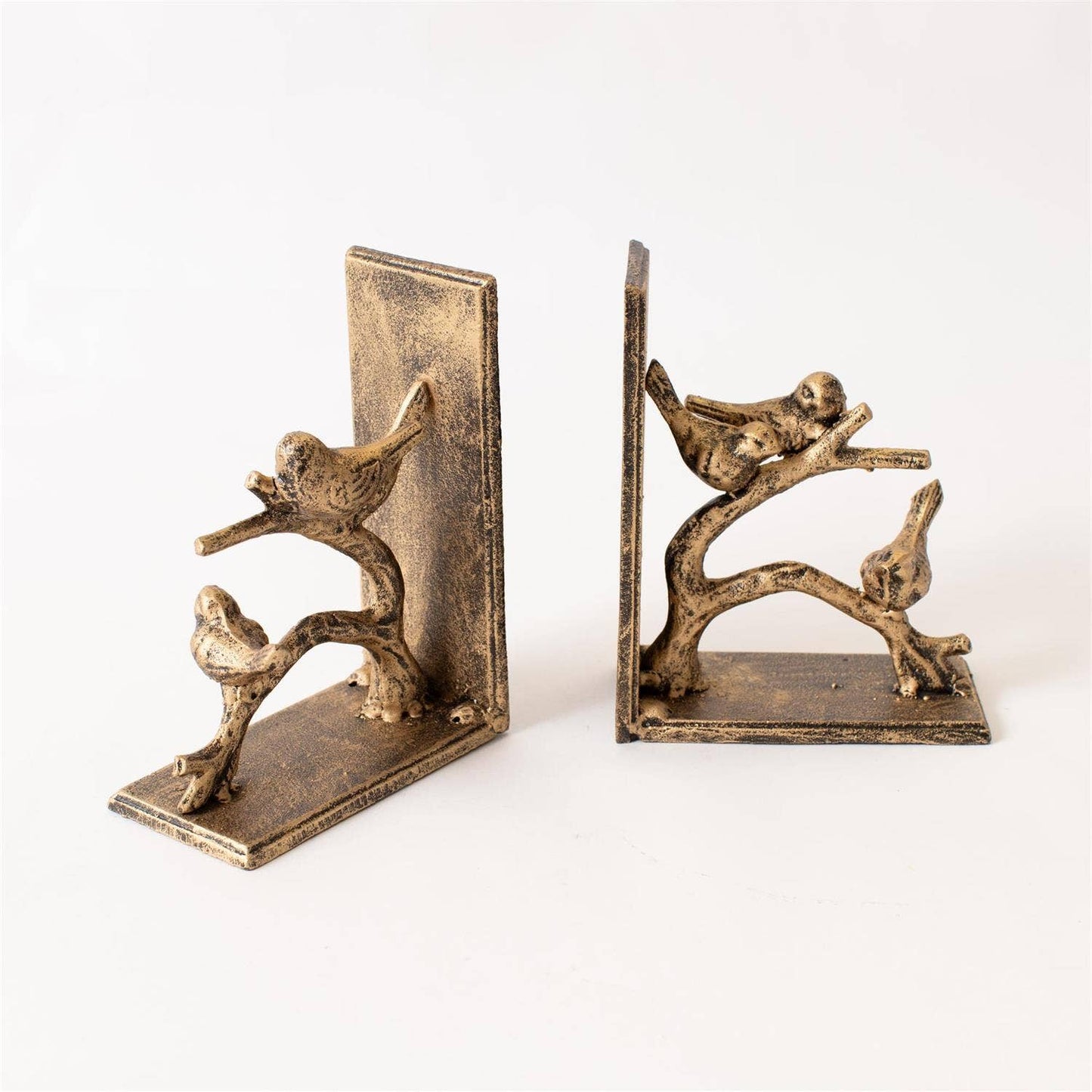 Birds On Branch, Gold Finish - Set of Two