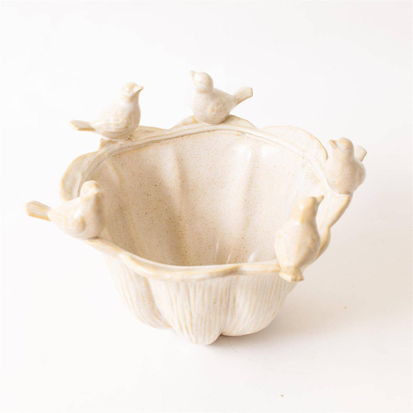 Bird Gathering Fluted Planter Spring Decor
