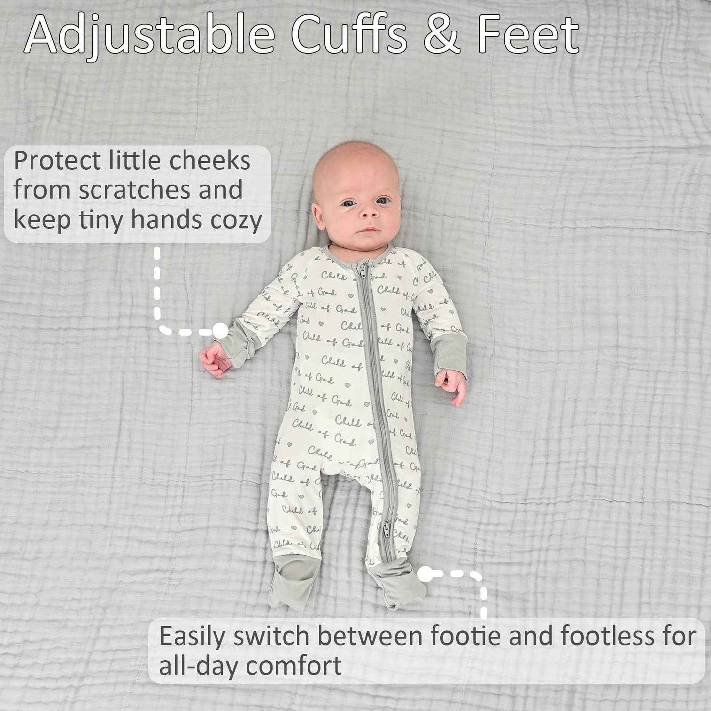 LollyBanks - Bamboo Baby Convertible Zipper Pajamas - Child Of God