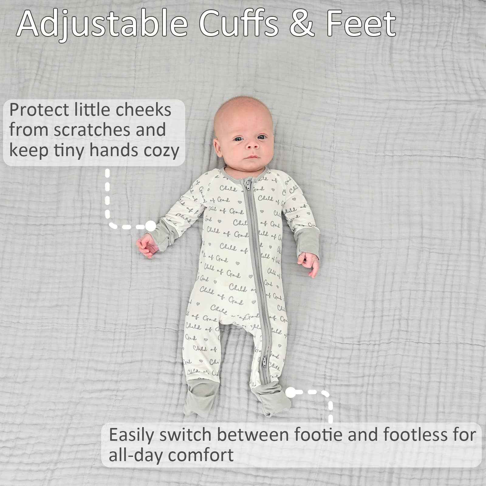 LollyBanks - Bamboo Baby Convertible Zipper Pajamas - Child Of God