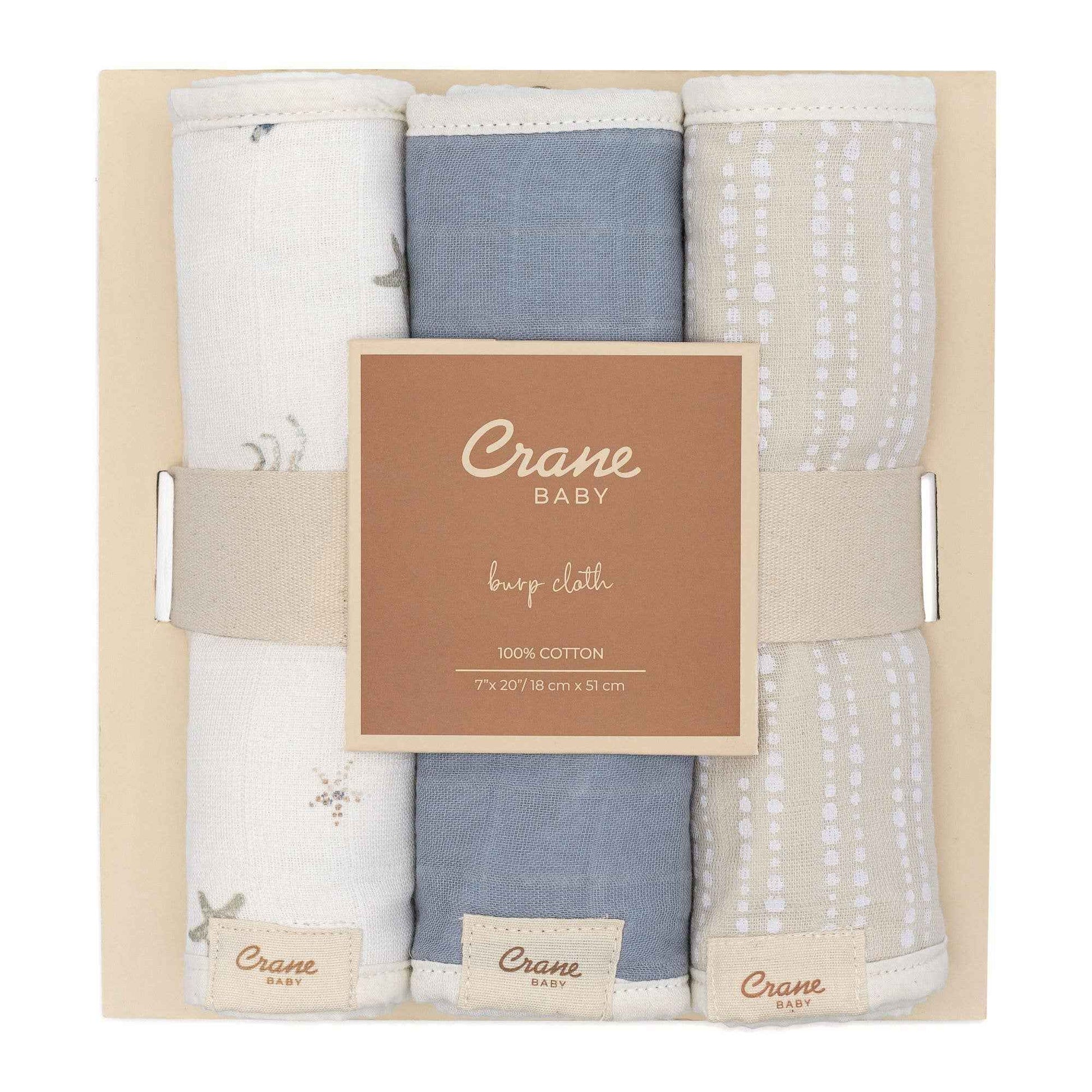 Crane Baby - Cove 3-pc. Baby Burp Cloth Set (Ocean)